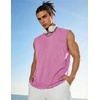 COOFANDY Men’s Sleeveless Shirts Cotton Workout Tank Tops Muscle Cut Off Shirt Summer Beach Casual Washed Tee(Pink)
