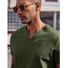 COOFANDY Mens T Shirts V Neck 100% Cotton Short Sleeve Casual Summer Vintage Tee Shirt(Army Green)