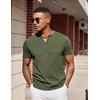 COOFANDY Mens T Shirts V Neck 100% Cotton Short Sleeve Casual Summer Vintage Tee Shirt(Army Green)