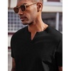 COOFANDY Mens T Shirts V Neck 100% Cotton Short Sleeve Casual Summer Vintage Tee Shirt(Black)