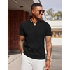 COOFANDY Mens T Shirts V Neck 100% Cotton Short Sleeve Casual Summer Vintage Tee Shirt(Black)