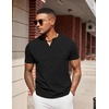 COOFANDY Mens T Shirts V Neck 100% Cotton Short Sleeve Casual Summer Vintage Tee Shirt(Black)