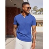 COOFANDY Mens T Shirts V Neck 100% Cotton Short Sleeve Casual Summer Vintage Tee Shirt(Blue)
