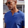 COOFANDY Mens T Shirts V Neck 100% Cotton Short Sleeve Casual Summer Vintage Tee Shirt(Blue)