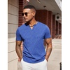 COOFANDY Mens T Shirts V Neck 100% Cotton Short Sleeve Casual Summer Vintage Tee Shirt(Blue)