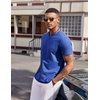 COOFANDY Mens T Shirts V Neck 100% Cotton Short Sleeve Casual Summer Vintage Tee Shirt(Blue)
