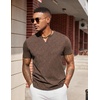 COOFANDY Mens T Shirts V Neck 100% Cotton Short Sleeve Casual Summer Vintage Tee Shirt(Brown)