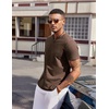 COOFANDY Mens T Shirts V Neck 100% Cotton Short Sleeve Casual Summer Vintage Tee Shirt(Brown)