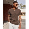 COOFANDY Mens T Shirts V Neck 100% Cotton Short Sleeve Casual Summer Vintage Tee Shirt(Brown)