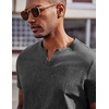COOFANDY Mens T Shirts V Neck 100% Cotton Short Sleeve Casual Summer Vintage Tee Shirt(Grey)