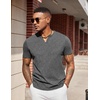 COOFANDY Mens T Shirts V Neck 100% Cotton Short Sleeve Casual Summer Vintage Tee Shirt(Grey)