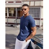 COOFANDY Mens T Shirts V Neck 100% Cotton Short Sleeve Casual Summer Vintage Tee Shirt(Navy Blue)