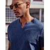 COOFANDY Mens T Shirts V Neck 100% Cotton Short Sleeve Casual Summer Vintage Tee Shirt(Navy Blue)