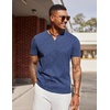 COOFANDY Mens T Shirts V Neck 100% Cotton Short Sleeve Casual Summer Vintage Tee Shirt(Navy Blue)