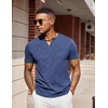 COOFANDY Mens T Shirts V Neck 100% Cotton Short Sleeve Casual Summer Vintage Tee Shirt(Navy Blue)