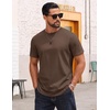 COOFANDY Mens T-Shirts 100% Cotton Crewneck Short Sleeve Tees Casual Plain Shirts(Brown)