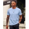 COOFANDY Mens T-Shirts 100% Cotton Crewneck Short Sleeve Tees Casual Plain Shirts(Clear Blue)