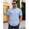 COOFANDY Mens T-Shirts 100% Cotton Crewneck Short Sleeve Tees Casual Plain Shirts(Clear Blue)