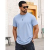 COOFANDY Mens T-Shirts 100% Cotton Crewneck Short Sleeve Tees Casual Plain Shirts(Clear Blue)