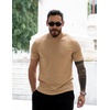 COOFANDY Mens T-Shirts Summer Crew Neck Casual T Shirts Plain Short Sleeve Shirts Basic Tees(B Light Khaki+black)