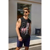 COOFANDY Men’s Tank Top Cotton Workout Sleeveless Muscle T Shirts Casual Summer Tank Shirts(Flag-black(1 Pcs))