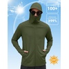 COOFANDY Mens UPF 50+ Sun Protection Hoodie Zip Up Lightweight UV Jacket Long Sleeve Sun Shirt Running Fishing Hiking Outdoor(Army Green)