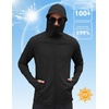 COOFANDY Mens UPF 50+ Sun Protection Hoodie Zip Up Lightweight UV Jacket Long Sleeve Sun Shirt Running Fishing Hiking Outdoor(Black)