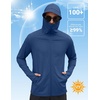 COOFANDY Mens UPF 50+ Sun Protection Hoodie Zip Up Lightweight UV Jacket Long Sleeve Sun Shirt Running Fishing Hiking Outdoor(Dark Blue)