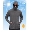 COOFANDY Mens UPF 50+ Sun Protection Hoodie Zip Up Lightweight UV Jacket Long Sleeve Sun Shirt Running Fishing Hiking Outdoor(Dark Grey)