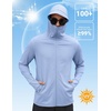COOFANDY Mens UPF 50+ Sun Protection Hoodie Zip Up Lightweight UV Jacket Long Sleeve Sun Shirt Running Fishing Hiking Outdoor(Light Blue)