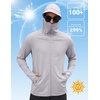 COOFANDY Mens UPF 50+ Sun Protection Hoodie Zip Up Lightweight UV Jacket Long Sleeve Sun Shirt Running Fishing Hiking Outdoor(Light Grey)