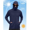 COOFANDY Mens UPF 50+ Sun Protection Hoodie Zip Up Lightweight UV Jacket Long Sleeve Sun Shirt Running Fishing Hiking Outdoor(Navy Blue)