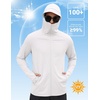 COOFANDY Mens UPF 50+ Sun Protection Hoodie Zip Up Lightweight UV Jacket Long Sleeve Sun Shirt Running Fishing Hiking Outdoor(White)