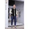COOFANDY Mens Varsity Jacket Casual Leather Sleeve Baseball Letterman Bomber Jacket Coat(Black)