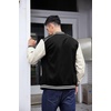 COOFANDY Mens Varsity Jacket Casual Leather Sleeve Baseball Letterman Bomber Jacket Coat(Black)