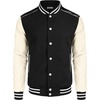 COOFANDY Mens Varsity Jacket Casual Leather Sleeve Baseball Letterman Bomber Jacket Coat(Black)