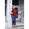 COOFANDY Mens Varsity Jacket Casual Leather Sleeve Baseball Letterman Bomber Jacket Coat(Wine Red)
