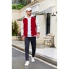 COOFANDY Mens Varsity Jacket Casual Leather Sleeve Baseball Letterman Bomber Jacket Coat(Wine Red)