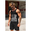 COOFANDY Men’s Workout Tank Tops Pack Dry Fit Sleeveless Running Shirts Gym Muscle Bodybuilding T Shirts(American Flag Black)