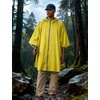 COOFANDY Rain Ponchos for Adults Full Zip Lightweight Rain Jackets Waterproof Packable Raincoats with Hood Hiking Camping(Mid Yellow)
