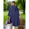 COOFANDY Rain Ponchos for Adults Full Zip Lightweight Rain Jackets Waterproof Packable Raincoats with Hood Hiking Camping(Navy Blue)