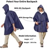 COOFANDY Rain Ponchos for Adults Full Zip Lightweight Rain Jackets Waterproof Packable Raincoats with Hood Hiking Camping(Navy Blue)