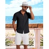 COOFANDY Shirts for Mens Button Down Short Sleeve Shirts Casual Summer Beach Textured Shirts with Pocket(Black)