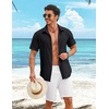 COOFANDY Shirts for Mens Button Down Short Sleeve Shirts Casual Summer Beach Textured Shirts with Pocket(Black)