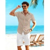 COOFANDY Shirts for Mens Button Down Short Sleeve Shirts Casual Summer Beach Textured Shirts with Pocket(Khaki)
