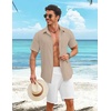 COOFANDY Shirts for Mens Button Down Short Sleeve Shirts Casual Summer Beach Textured Shirts with Pocket(Khaki)