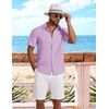 COOFANDY Shirts for Mens Button Down Short Sleeve Shirts Casual Summer Beach Textured Shirts with Pocket(Lavender)