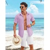 COOFANDY Shirts for Mens Button Down Short Sleeve Shirts Casual Summer Beach Textured Shirts with Pocket(Lavender)