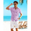 COOFANDY Shirts for Mens Button Down Short Sleeve Shirts Casual Summer Beach Textured Shirts with Pocket(Lavender)