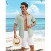 COOFANDY Shirts for Mens Button Down Short Sleeve Shirts Casual Summer Beach Textured Shirts with Pocket(Light Green)